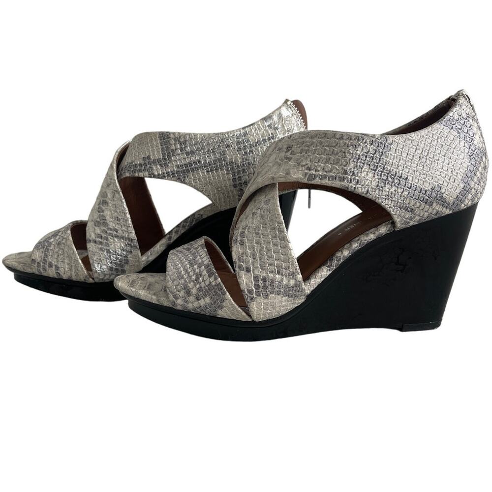 Donald J Pliner Aurora Snake Print Leather Wedge Sandals Peep-Toe 8M